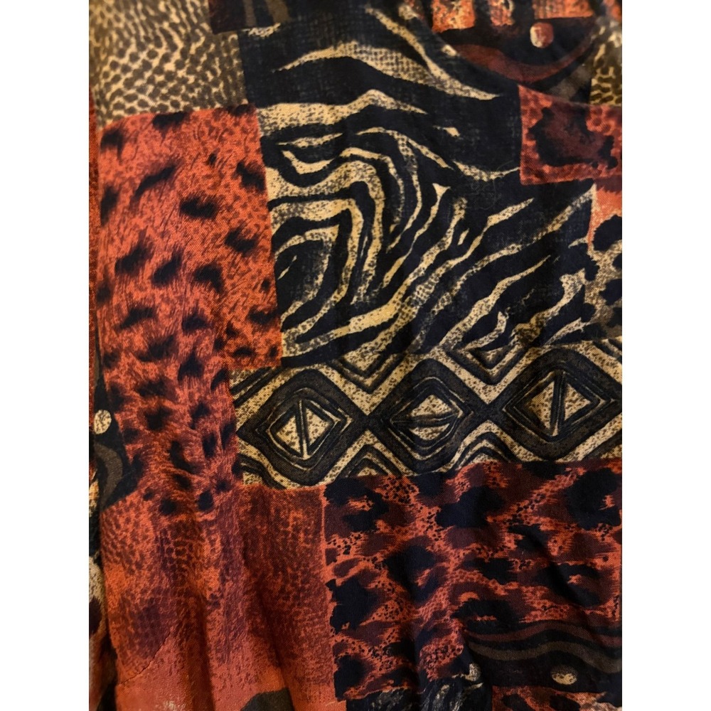 L 100 Vintage Animal Print Patchwork Maxi Dress Boho Safari Tribal Sleeveless - Picture 4 of 5